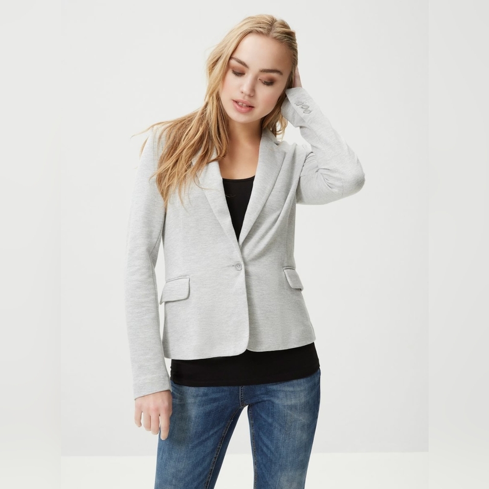 #053 IN WEAR | Light Grey Cotton Blazer Jacket – Women’s Size 10